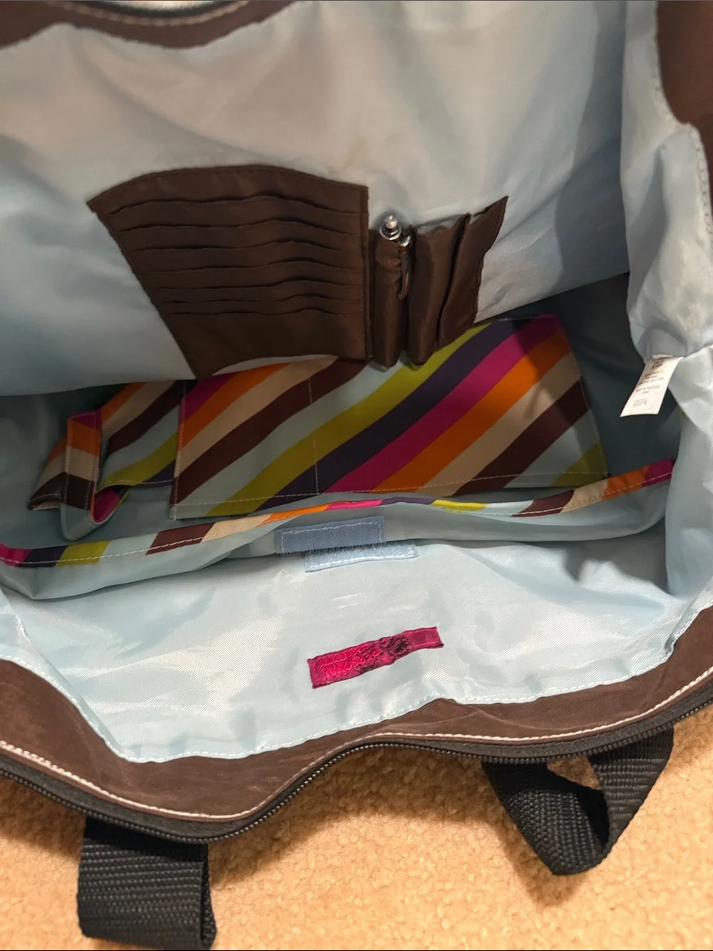 Lightweight Brown Laptop Computer Bag, Removable Laptop Carrier MISC Insert.